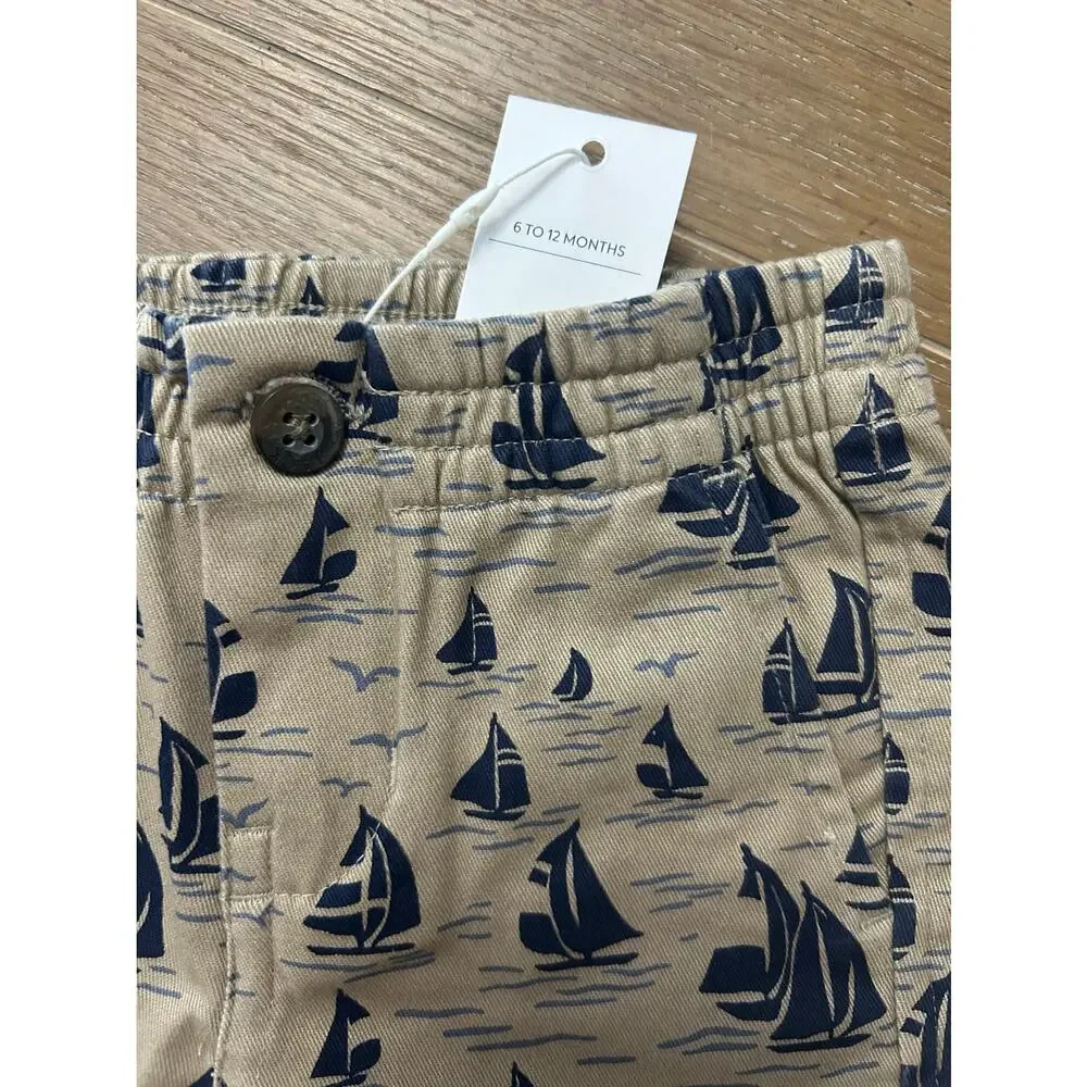 NWT Janie and Jack Boys 6-12 sail boat shorts